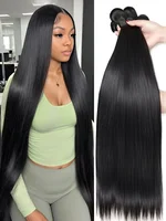 30 40 Inch Bone Straight 100% Weave Human Hair Bundles Raw Hair Extensions Brazilian Natural Black 3 4 Bundle Deals Unprocessed 1