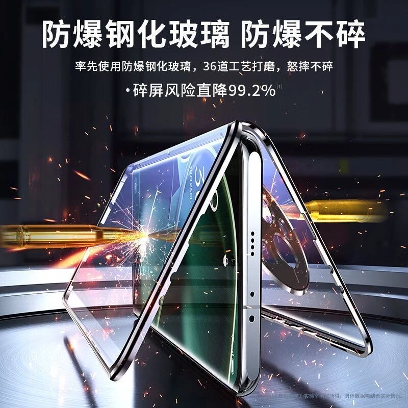 360° Full Protection Magnetic Case with Tempered Glass Back Cover