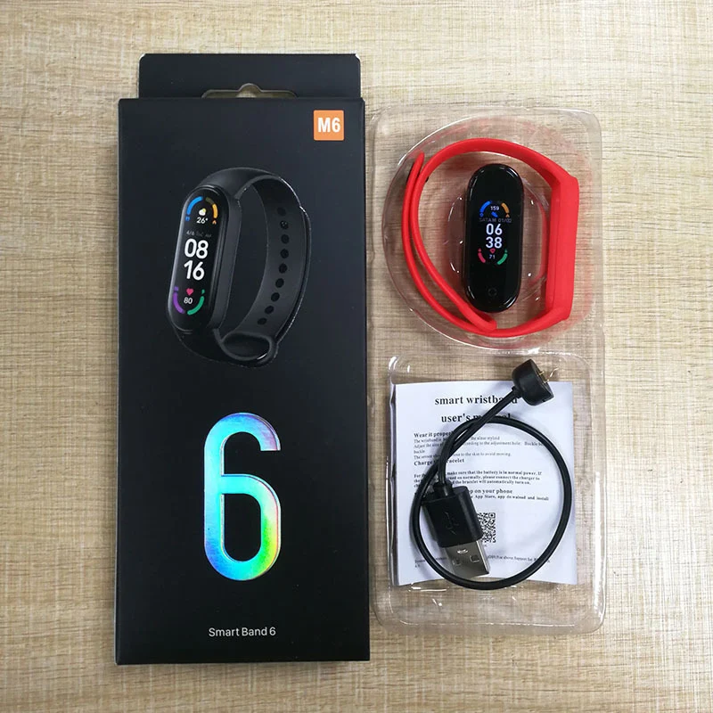 M6 Smart Bracelet Color Screen Sport Bracelet Pedometer Bluetooth Reminder and Heart Rate Blood Pressure Smart Watch for Fitness 