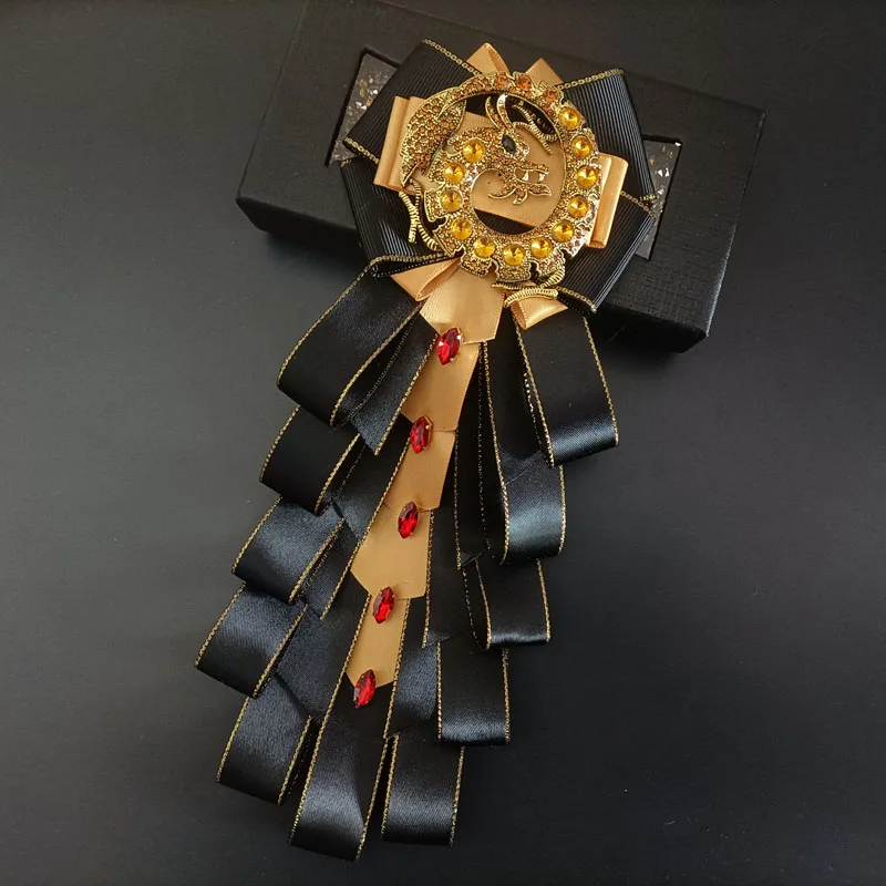 Luxuriöse Herrenfliege mit Strass-Drachenmotiv, originelles Design, handgefertigter Schmuck, High-End Business- und Hochzeitsanzug-Hemdkragen-Accessoire – Detail 10