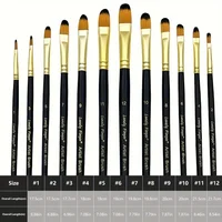 12pcs Filbert Paint Brushes Set, Artist Brush with Synthetic Nylon Tips for Acrylic Oil Watercolor Gouache Artist Professional 2