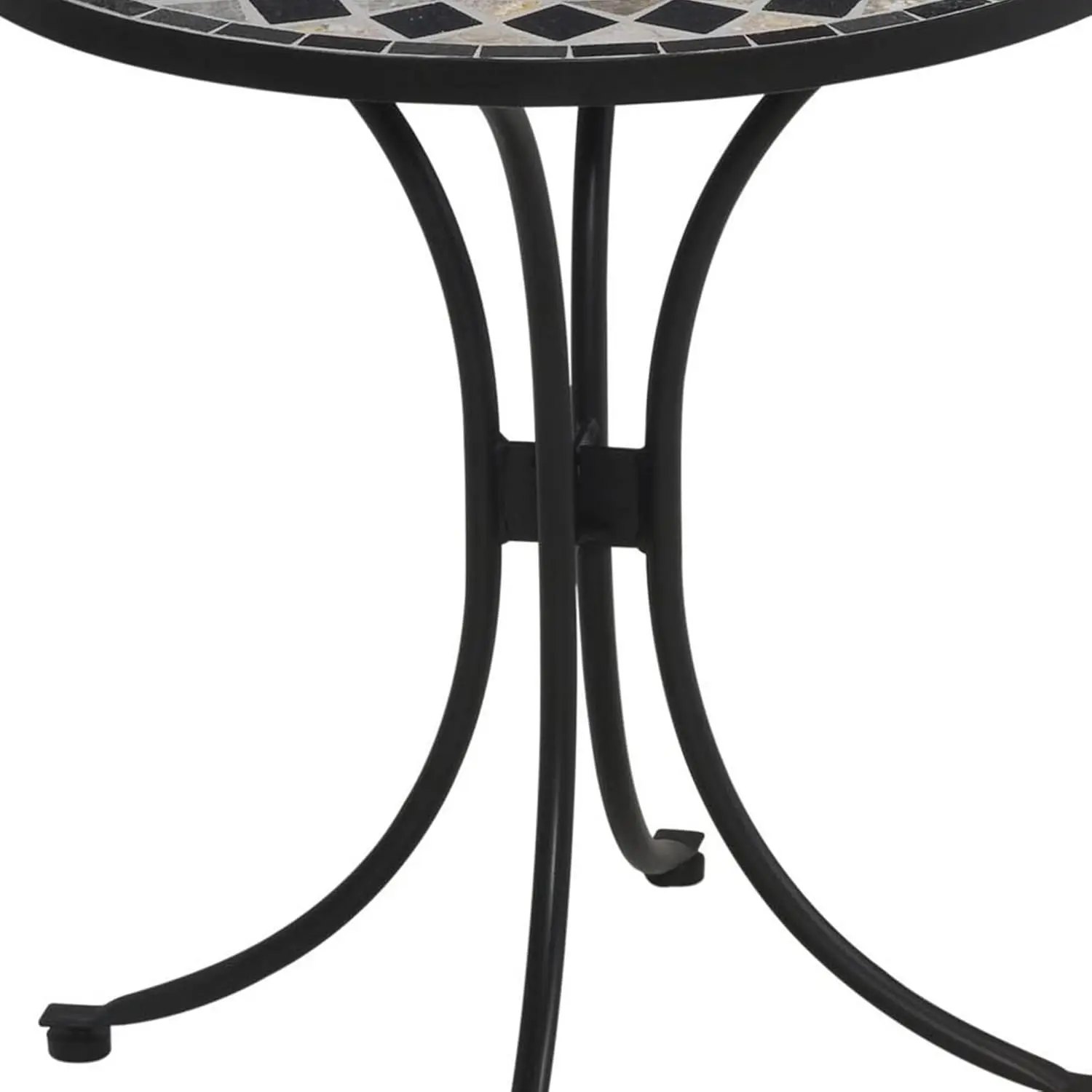 Home Styles Small Outdoor Bistro Table with Marble Tiles Design Table Top Constructed From Powder Coated Steel, Black 3