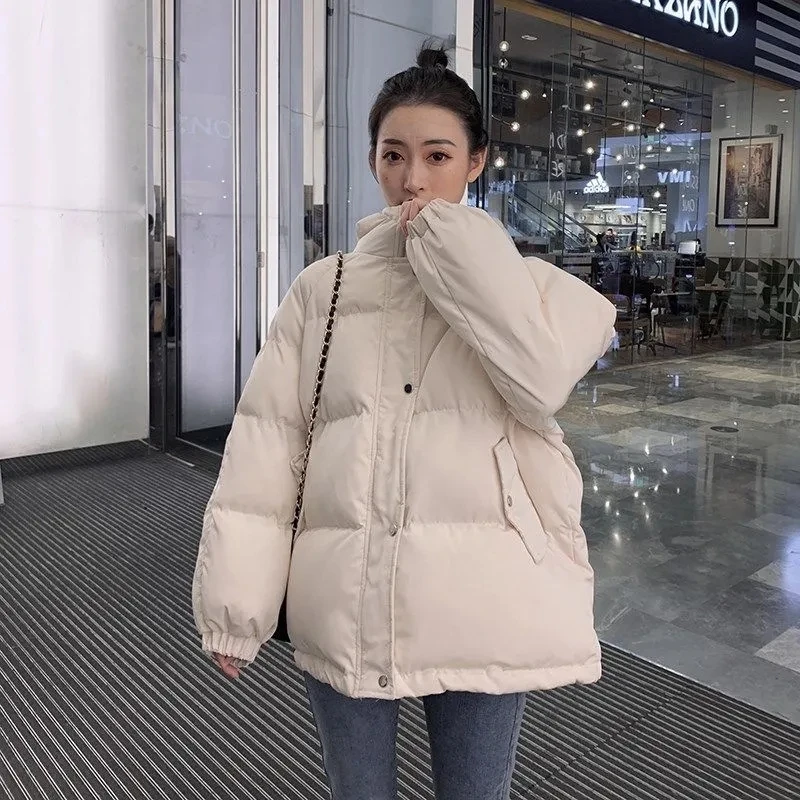 

2022 Autumn Winter New Cotton Jacket Womens Short Loose Thick Hooded Down Cotton Coat Temperament Casual Fashion Parkas Female