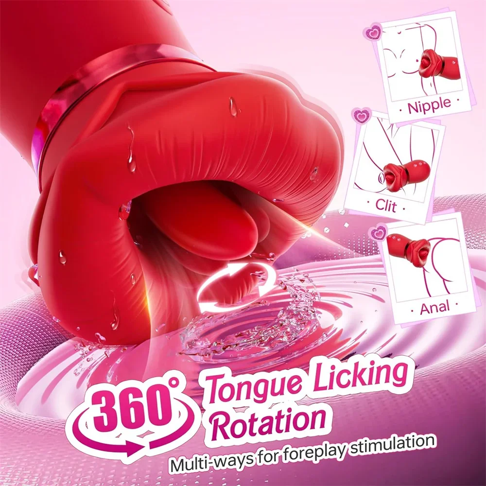 Rose Tongue licking Oral Sucking Vibrator for Women Clit Stimulator Female Masturbation Sucker Sex Toy For Women JoinJJtoy sex toys