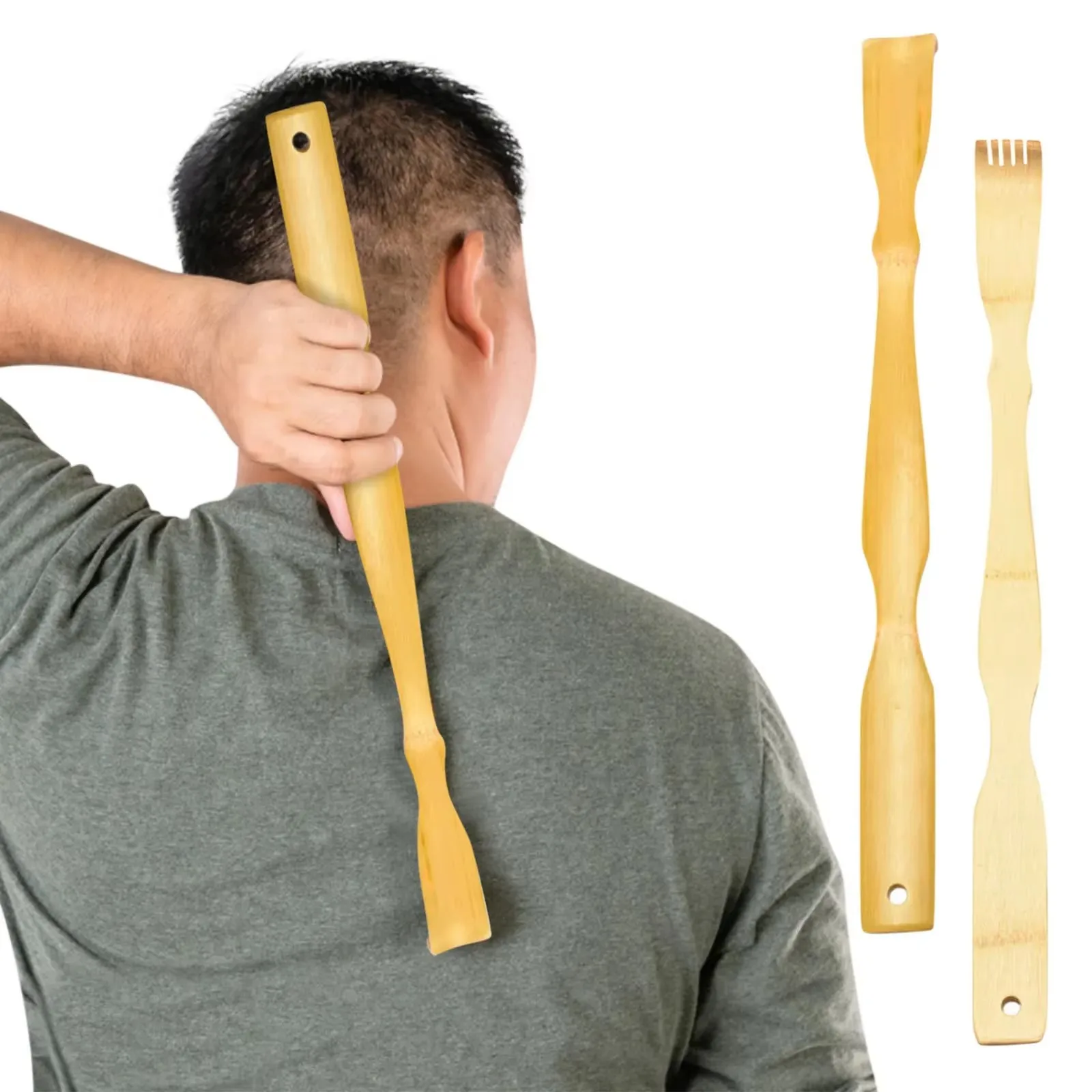 Bamboo back scratcher aid stick scratching massage roller long wooden body large stick for men and women back scratcher massager