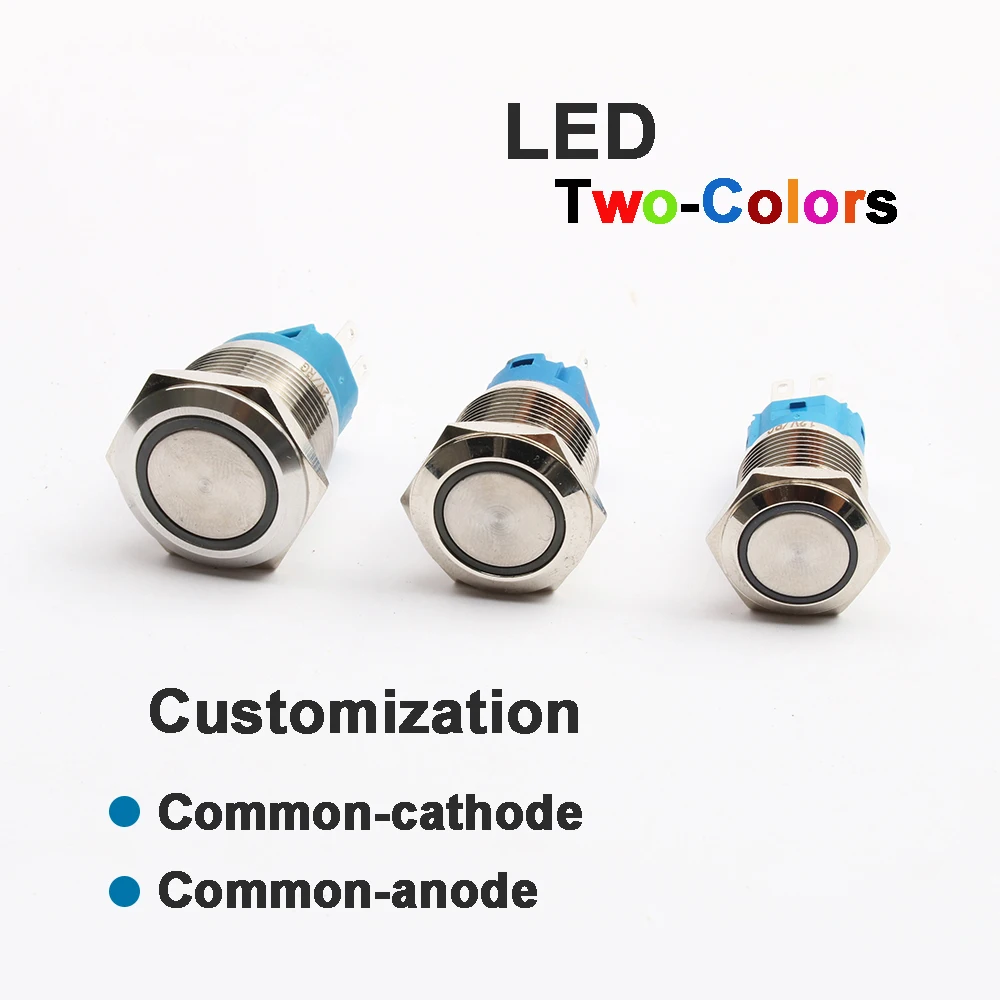 New type 16mm 19mm 22mm push button switch Customized Two-color LED Common cathode anode 220V 12V 24V 5V | Обустройство дома