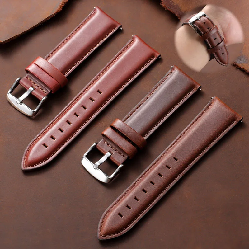 Refined Vintage Calfskin Leather Watch Strap – Quick Release, Soft and Stylish Bracelet