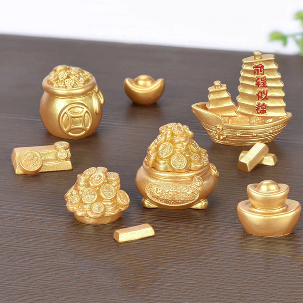 Gold Ingot Auspicious Decoration Fortune Tree Decoration Gold Ingot Tree Desktop Decoration Home Office Decoration