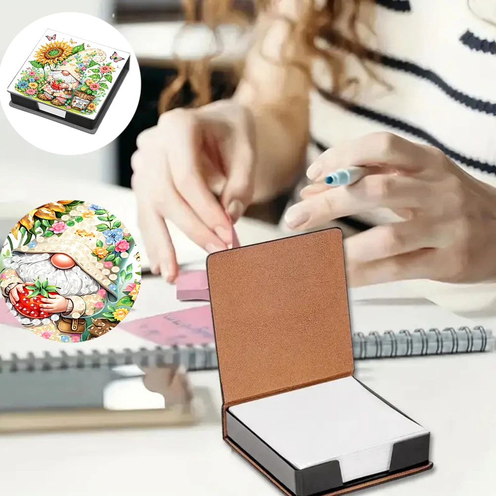 Goblin Leather Gem Art Sticky Note Holder Gem Painting Memo Pad Holder Mosaic Kit Rhinestones Post It Dispenser for Home Office