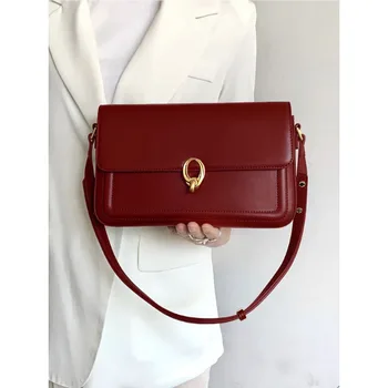 Borsa rossa vintage semplice Borsa da sposa di moda a spalla singola di lusso leggera Nuova borsa da sposa di fascia alta con texture di nicchia francese Pop