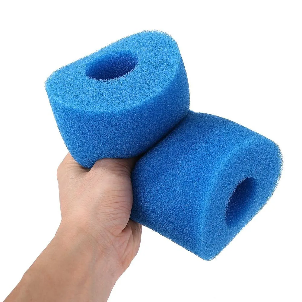 Cartouche Éponge Réutilisable Pour Filtre Piscine Intex Type H - 10,2 Cm, Bleu, Trou Central 30 Mm