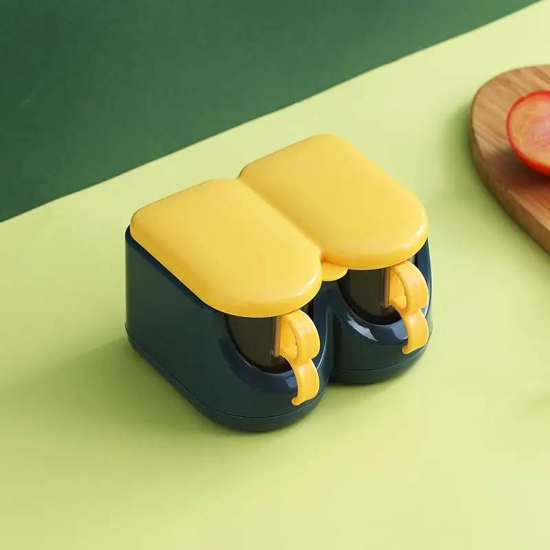 1Set Household Multi Grid Seasoning Box with Spoon,Divided Grid Seasoning Box,Kitchen Seasoning Box, Color Blocked Seasoning Box