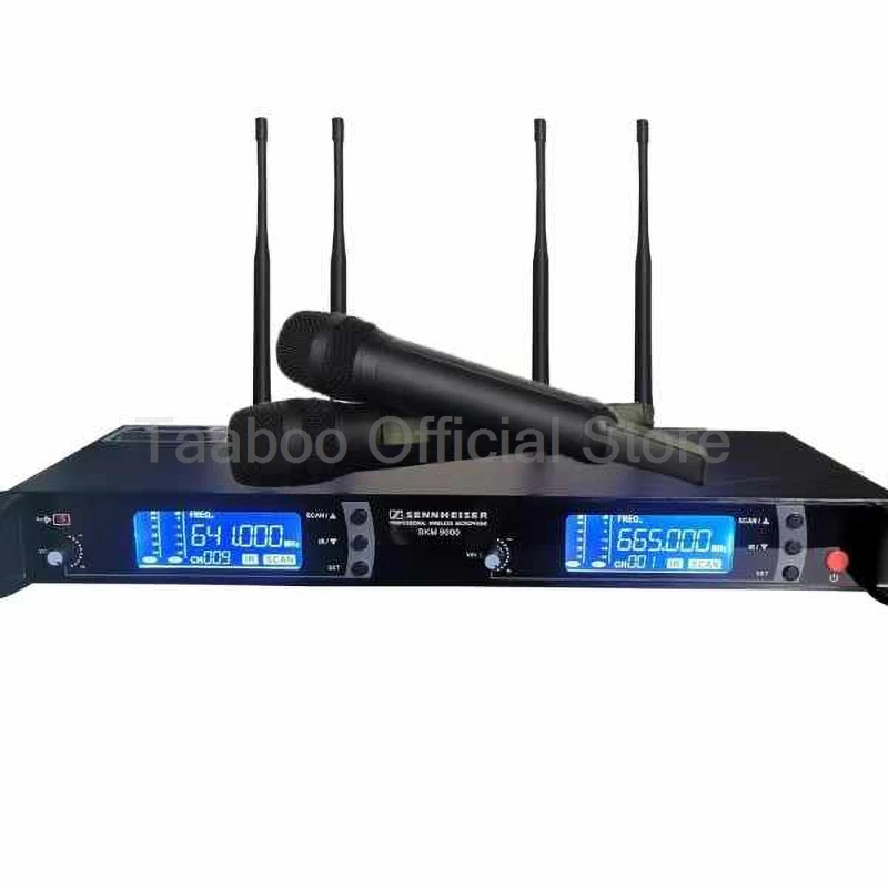 Professional Wireless Microphone System 2 Channel LCD Display Handheld Micphone Radio System Studio Mic for Karaoke Party Church