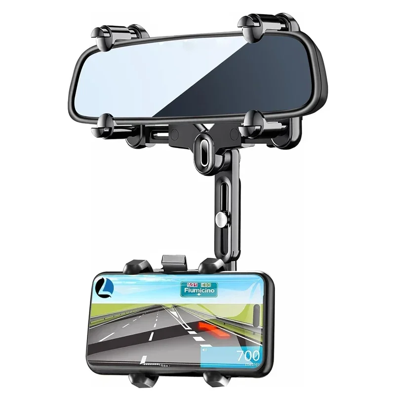 Car Rearview Mirror Phone Holder 360 Rotating Mobile Mount