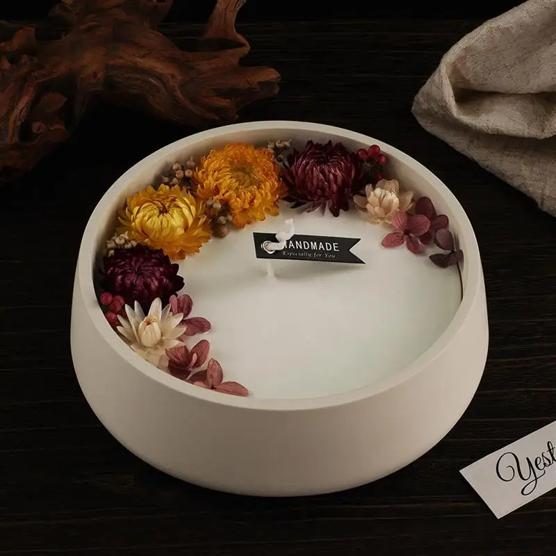 Big Round Candle Jar Silicone Molds Cement Flower Pot Mold DIY Concrete Storage Bowl Handmade Resin Candle Tray Mould Home Decor