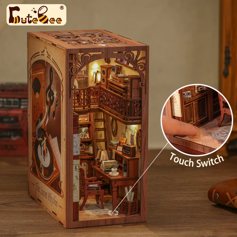 CUTEBEE Book Nook DIY Miniature House Dollhouse Booknook with Touch Light  Model Building Adult for Decoration Gift Secret Rhythm - JianWu Official  Store