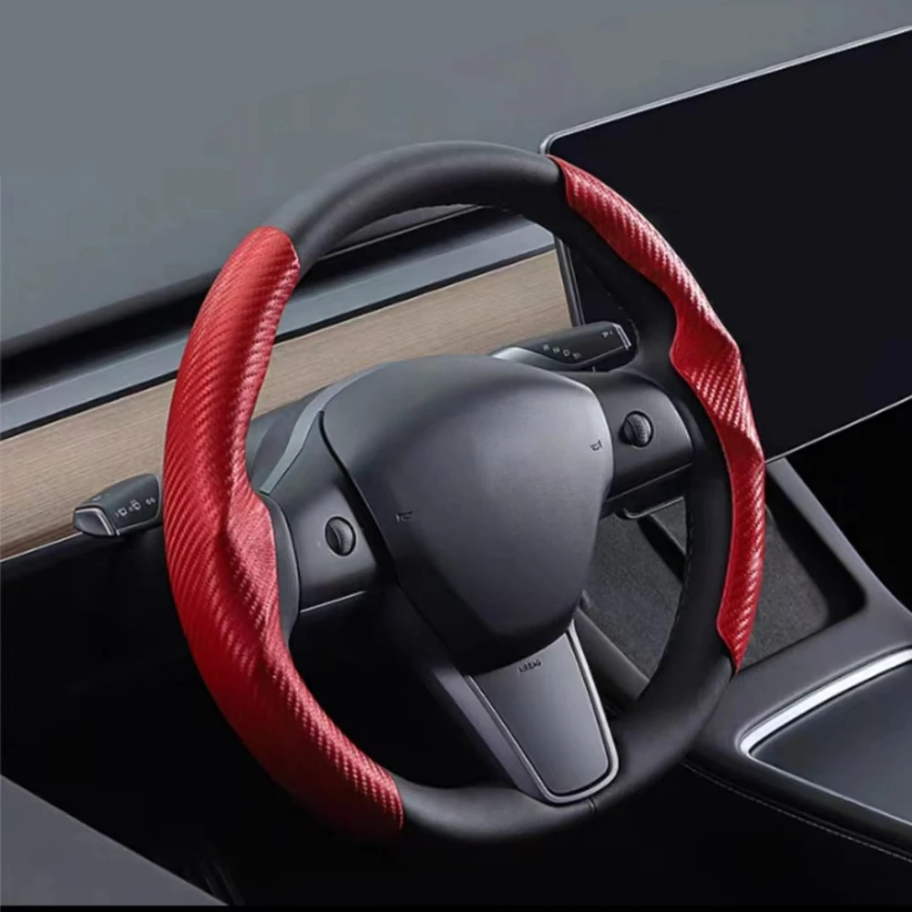 

Protect Parts Steering Wheel Cover 2 PCS Anti-slip Car Accessories Replacement Suede + ABS For Tesla Model 3 Y