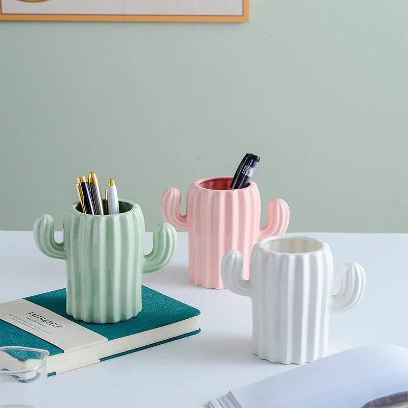 

Pen Holder Creative Student Stationery Desktop Cactus Desk Multifunction Storage Box Pen Container Brush Pot Office Pen Stand