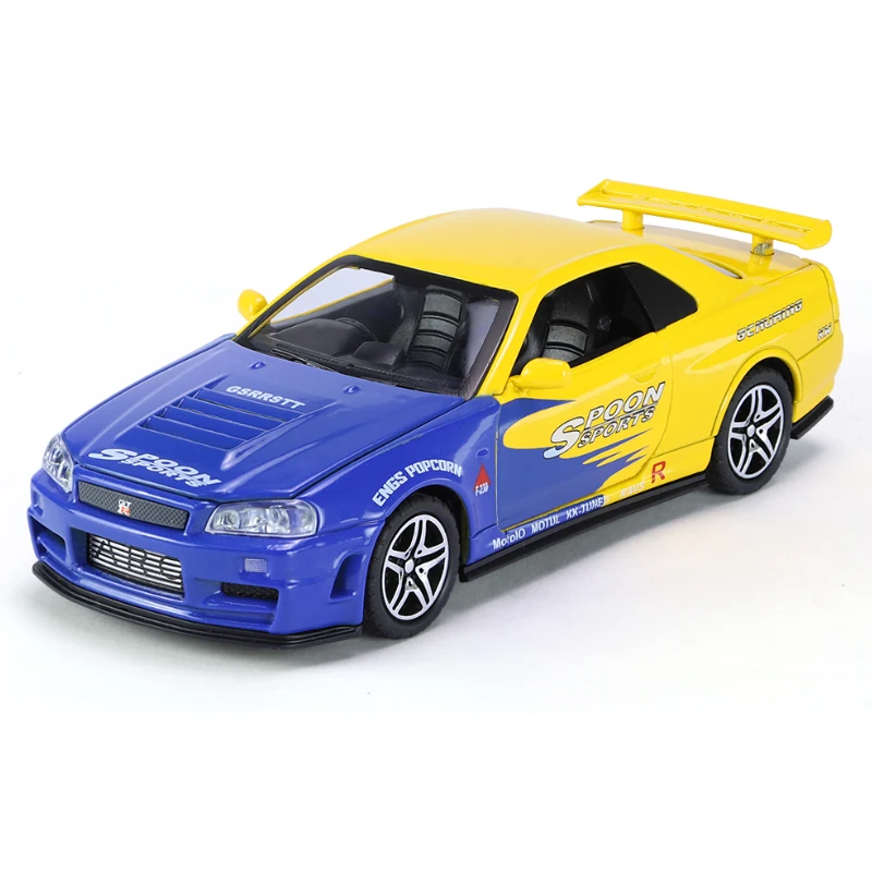 1:32 日産スカイライン GTR R34 JDM レーシングカーおもちゃモデルダイ