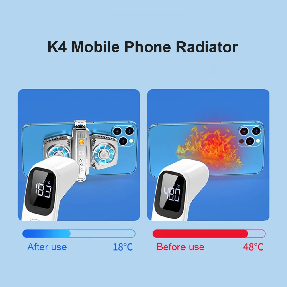 K4 Mobile Phone Radiator Semiconductor Temperature Display Dual Cooling Fans phone cooler mobile radiator mobile heat dissipation plate