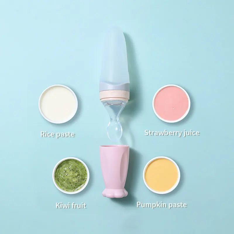 Infant Baby Squeezing Feeding Bottle Baby Silicone Baby Feeding Spoon Vegetable Fruit Feeding Spoon Rice Cereal Bottle Baby Dish 4