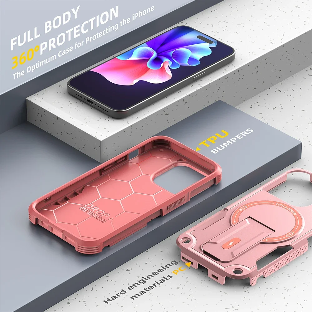 Magnetic Stand Invisible Phone Case with Wireless Charging and Anti-Fall Protection