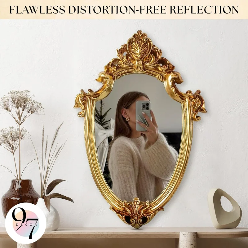 ZXDTVFGN 96×75 cm ラージ ヴィンテージ ミラー - 華やかな