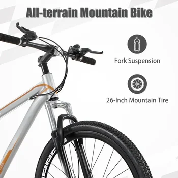 26 Inch Mountain Bike, Aluminum Frame, 21-Speed Dual Disc Brake Bicycle with Lock-Out Suspension Fork, Nomal Wheels Bicycles 2