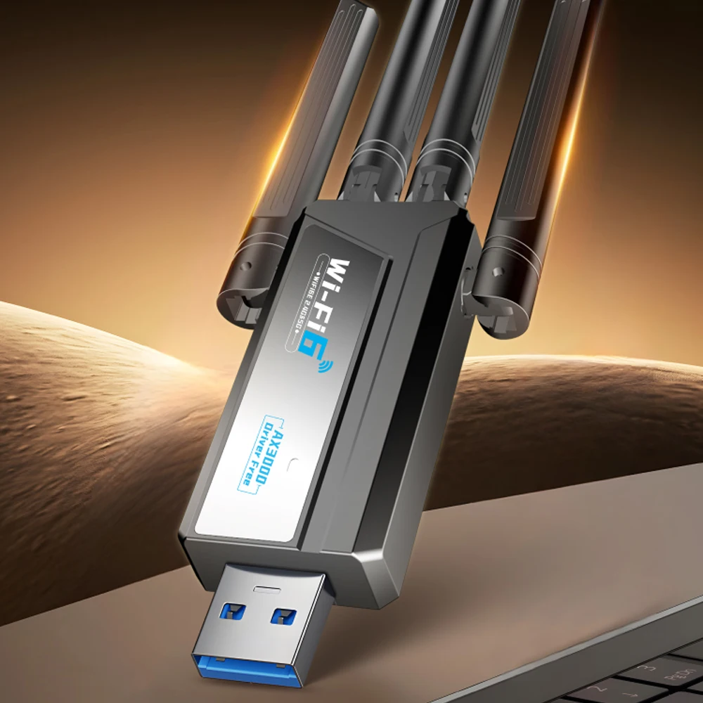 WALRAM WiFi 6E 무선 네트워크 카드 AX3000 USB 3.0 WiFi 어댑터 2.4G/5GHz 듀얼 밴드 리시버 동글 윈도우10/11 드라이버 프리