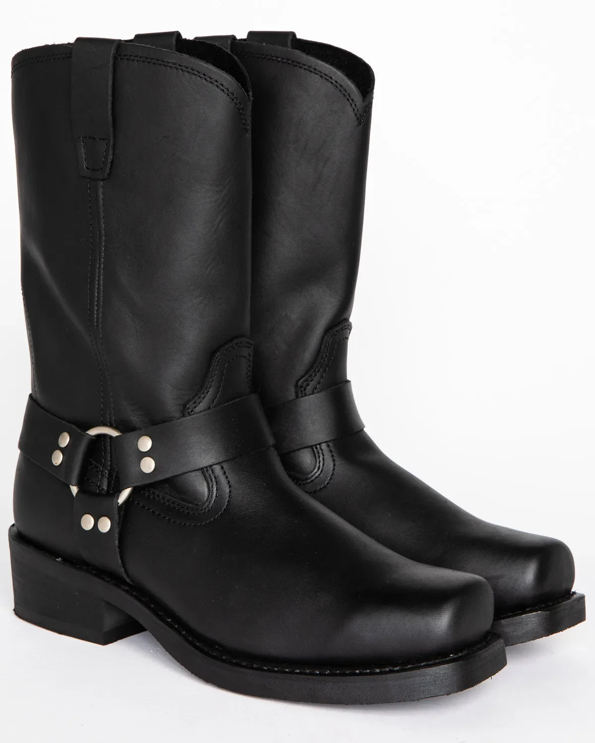 Vintage Men's Cowboy Boots Belt Buckle Ring High Top Motorcycle Boots Men Shoes Fashion Square Toe Warm Boots