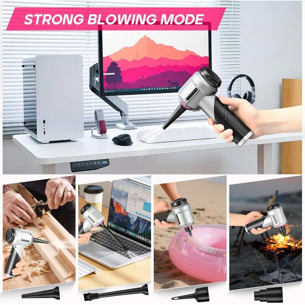 PeroBuno Car Vacuum Portable Cordless, 18000PA Suction, 3-in-1 Foldable Handheld Vacuum & Air Duster with Brushless Motor, 40min