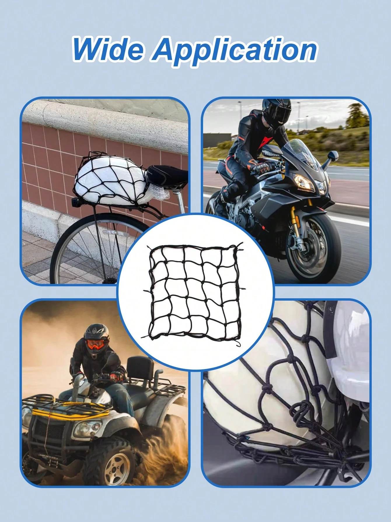 30x30cm elastisches Gepäcknetz (mit Haken), robustes Stretchnetz, passend für Motorrad/Fahrrad/Elektroroller (Rücksitz/Tank), Kraftstofftanknetz – Detail 7