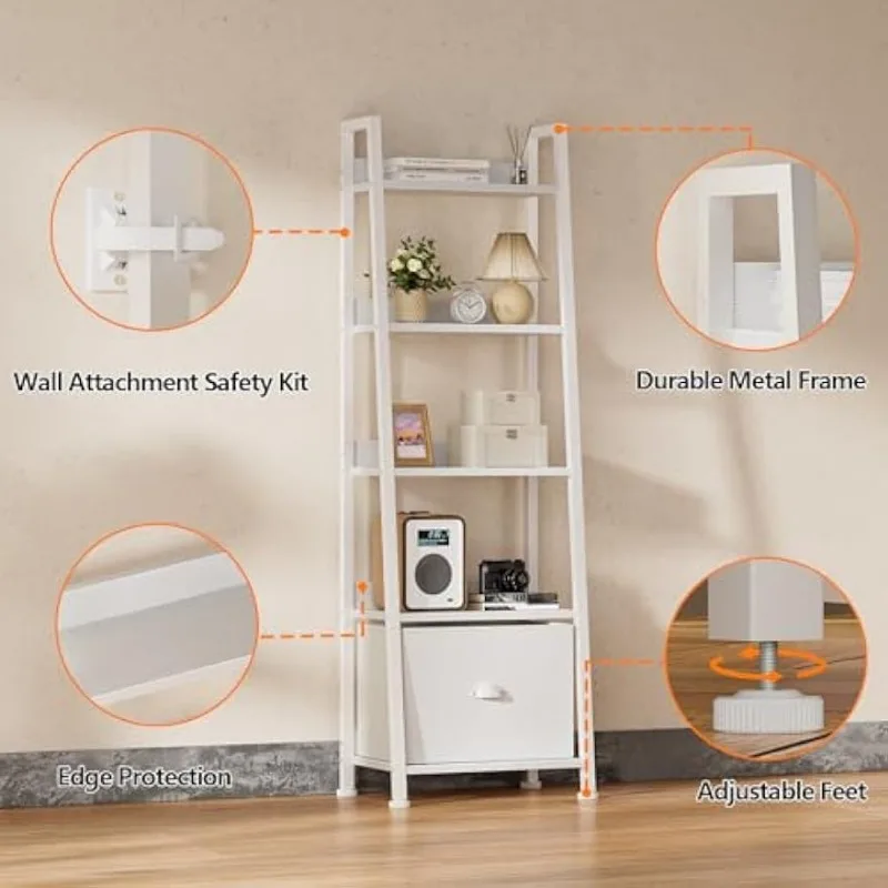 White ladder 2024 shelf with drawers