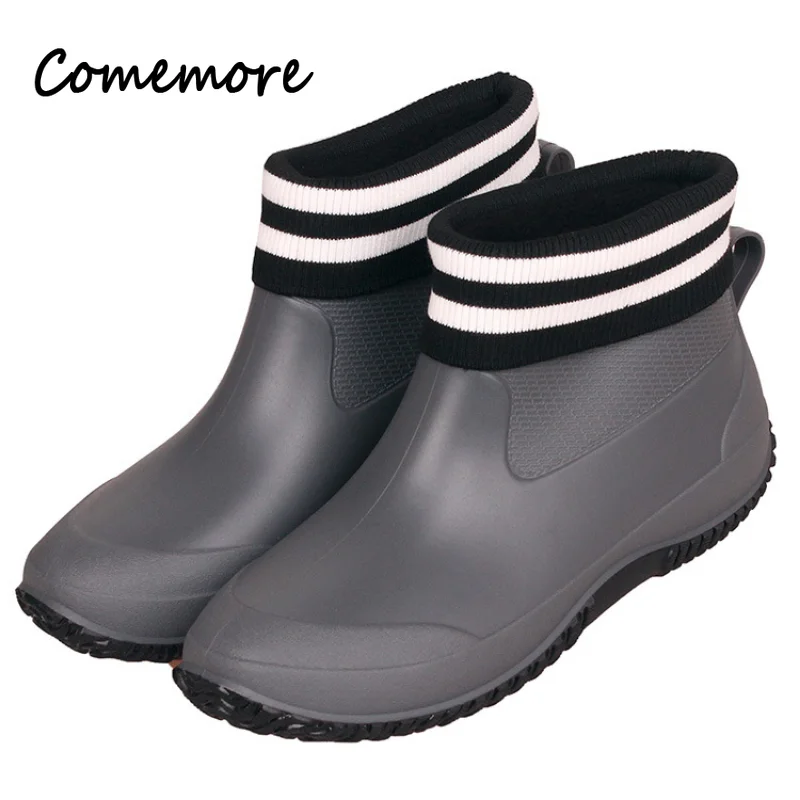 Comemore Women's Winter Rubber Boots Water Shoes PVC Men's Fashion Rain  Shoe Autumn Warm Kitchen Work Galoshes Large Size 44 45