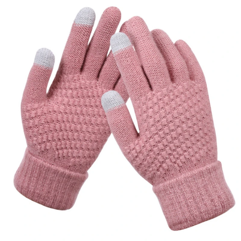 Winter Touch Screen Gloves Women Men Warm Stretch Knit Mittens Imitation Wool Full Finger Guantes Female Crochet Luvas Thicken 6