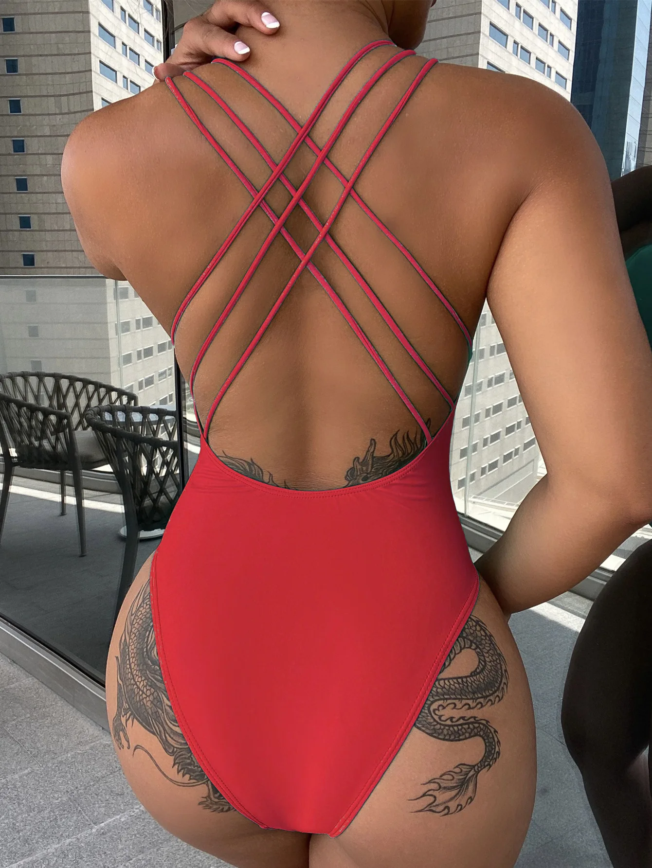 2023 Hollow Sexy Swimwear Women Bandage Padded One Piece Swimsuit Monokini  Biquini Traje De Bano Mujer Trikini Badpak Femme