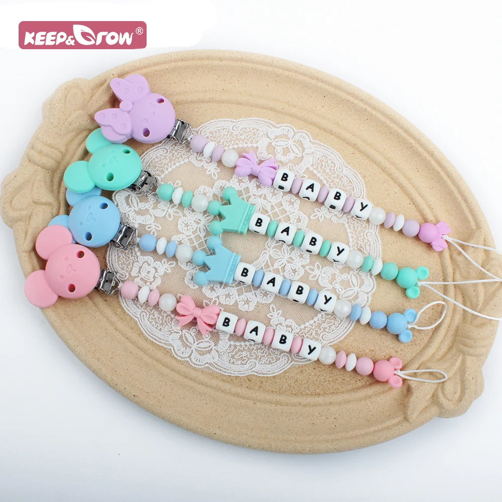 1Pcs Baby Silicone Pacifier Chain Custom Personalized Name Silicone