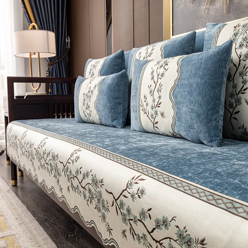Chinese Lace Sofa Covers Jacquard Sofa Cushion Exquisite Embroidery Antiskid Combination Sofa Towel Covers for Living Room Decor 4