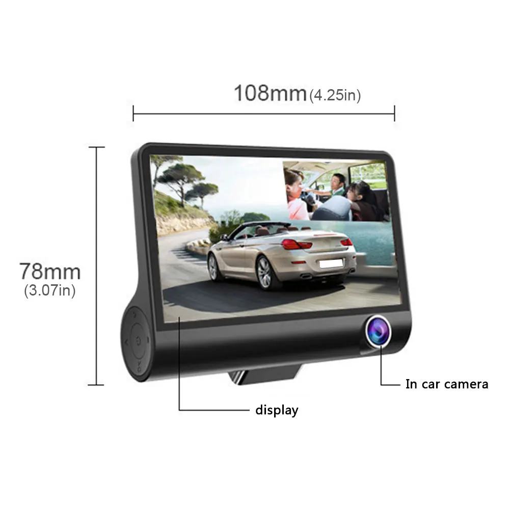      ڵ DVR  ī޶, 140    , 3 , HD 1080P, 4 ġ