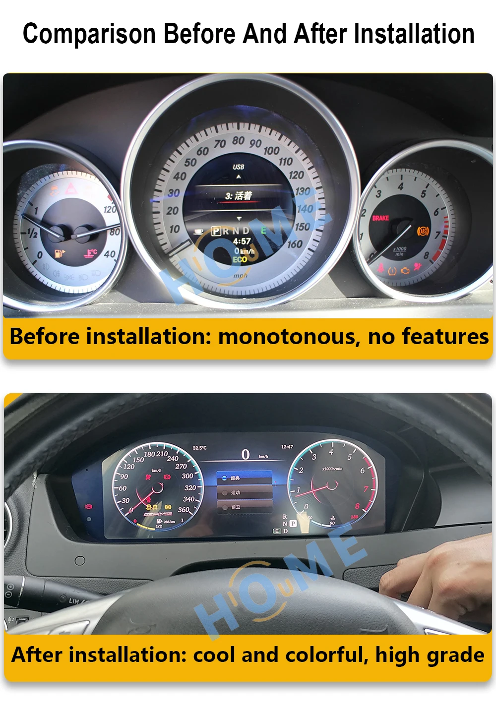 ڵ LCD    ӵ 跮   ׼, ú ÷,  C Ŭ W205 W204 2011-2018 Ŭ