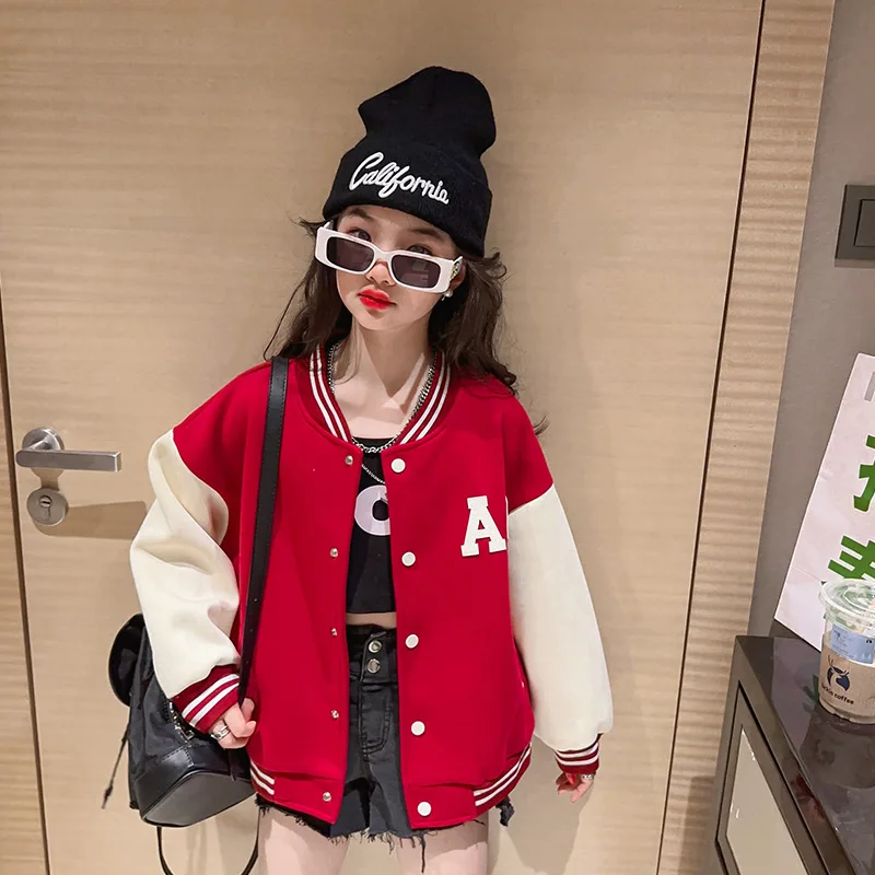 

autumn teenage girls Baseball jacket Korean childrens coat uniform young kids clothing