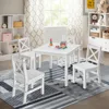 Solid Hard Wood Kids Table and Chair Set (4 Chairs Included), White, 5 Piece Set 1