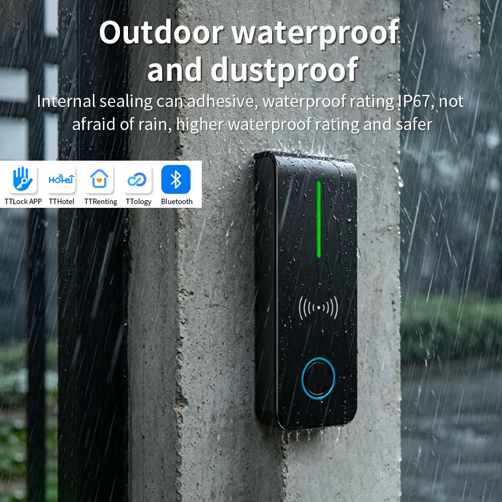 TTLock 블루투스 액세스 제어 시스템 지원 지문 인식 앱 원격 잠금 해제 RFID 카드 모바일 NFC IP67 방수 ABS 소재