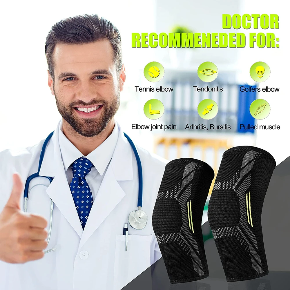 BraceTop 팔꿈치 보호대, 팔꿈치 보호대, 통증 감소, 건염, 테니스, 농구, 배구, 압박 지지 팔꿈치 패드, 1 개