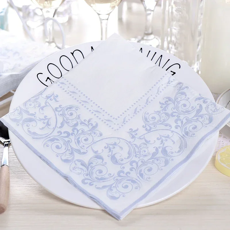 20pcs Colored Napkins Colored Paper Towels Printed Napkins Hotel Pure Wood Pulp Paper Party Decoration Wine Glass Folding