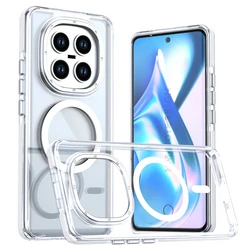 Premium Transparent Magnetic Shockproof Phone Case with Metal Button and Camera Protection for Xiaomi 15 Ultra (Clear)