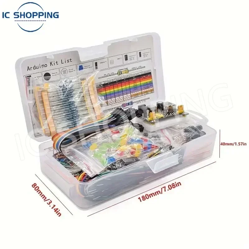 Arduino Electronics Kit 830Pcs DIY Electronics Starter Kit For Arduino UNO R3 Includes Breadboard Tie-points and Electronic Components arduino electronics kit