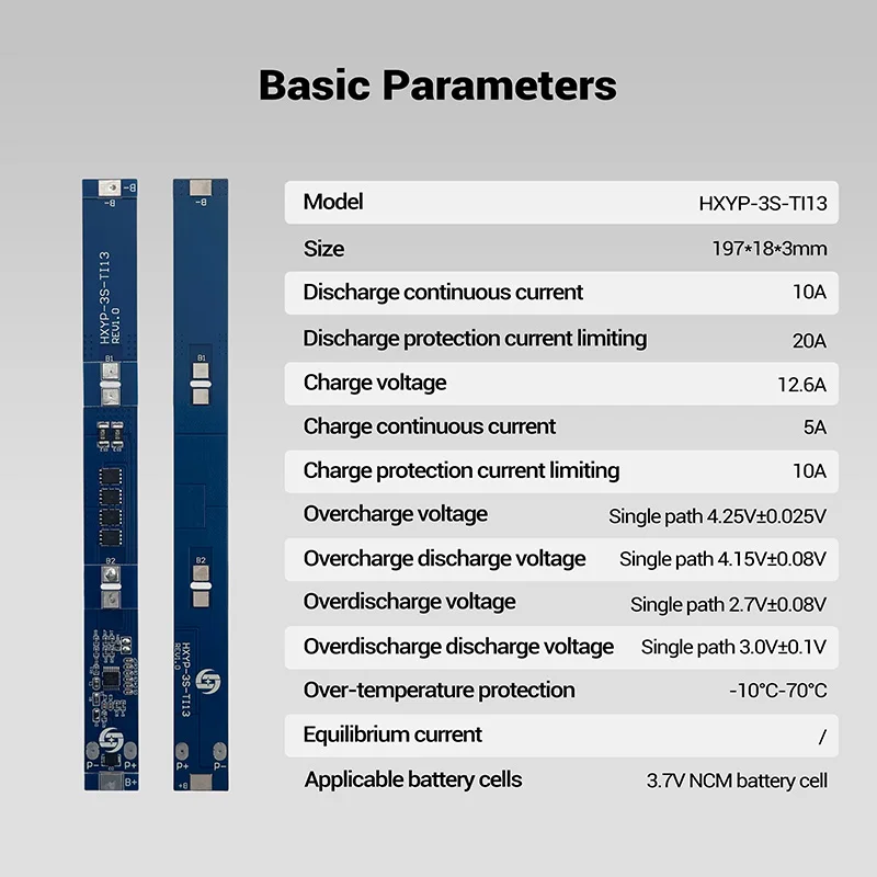 Heltec 3S 3.7V NCM bms 10a Discharge 20a Overcurrent Protection Board for 3.7V L