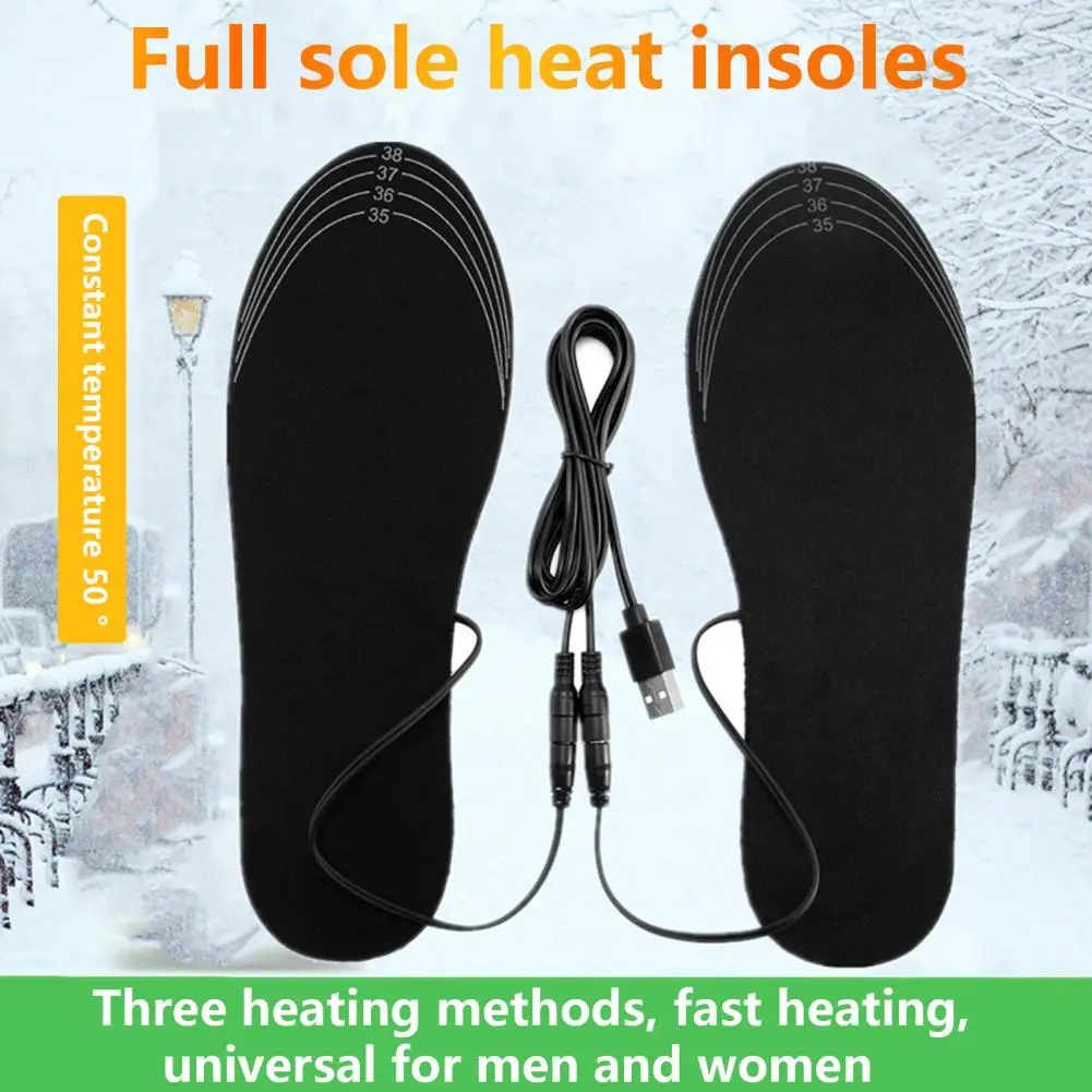 Electric USB Heated Shoe Insoles Women Men Skiing Foot Warmer Pad Feet Warmer Sock Pad Mat Winter Heating Insole