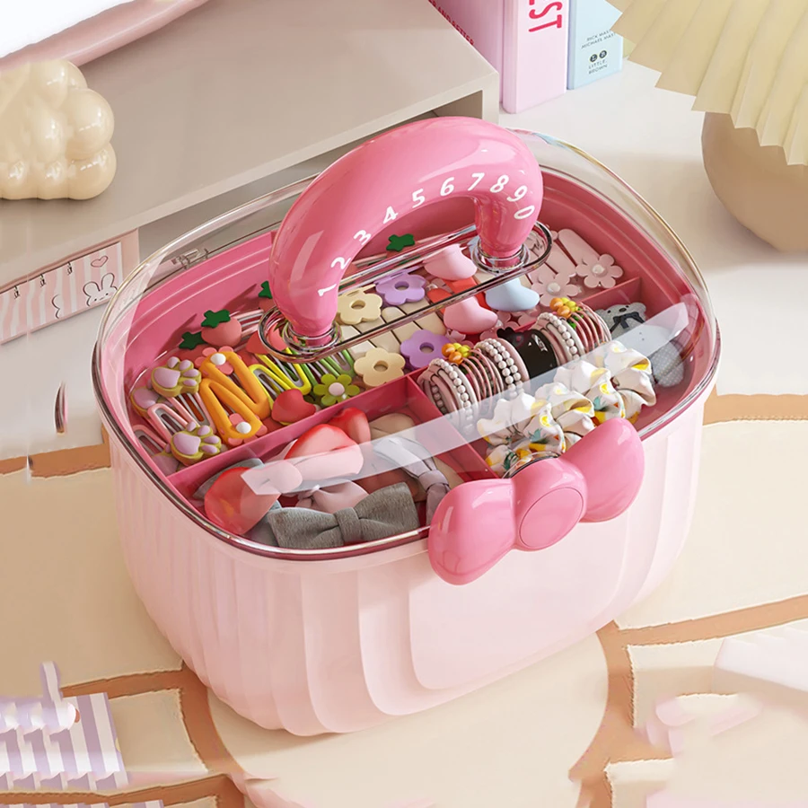 Hair Accessories Storage Box Portable Makeup Organizer For Hair Clips Hair Ties Earrings Bracelets Necklaces